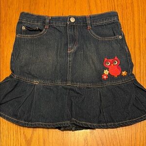 EUC Sz 12 Gymboree Blue Denim Skirt w owl